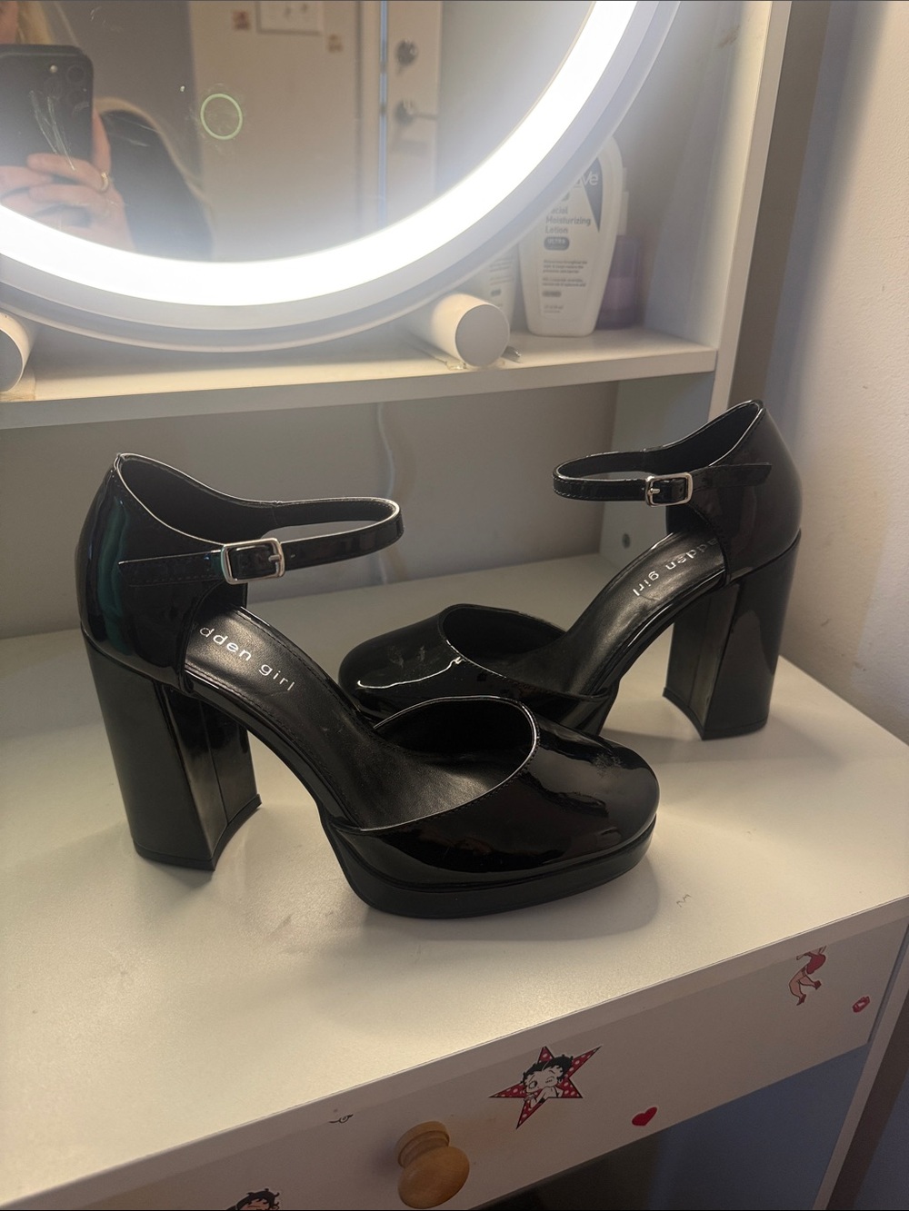 Madden Girl Black Patent Mary Jane Platform Heels